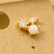 Mini Triple Rhinestone Stud Earring - Gold