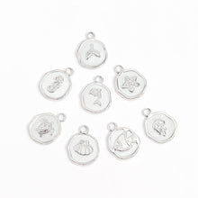 18K Gold PVD Sea Turtle Epoxy Charm: Stainless Steel Silver
