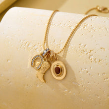 Western Hat Boot Horseshoe Rhinestone Charm Necklace