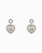 Pearlized Heart Bow Drop Earrings - Gold