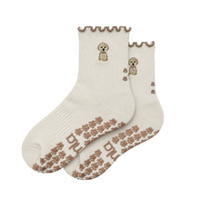 Golden Retriever Ruffle Pilates Socks Brown Paw Shaped Grips