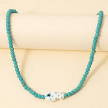 Ceramic Fish Pendant Ball Beaded Necklace - White