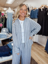 Z SUPPLY The Signature Striped Button Up Linen Top - Indigo