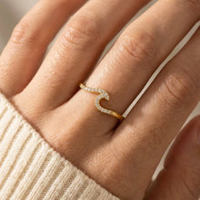 Gold Dipped Delicate Studded Wave Ring: Gold
