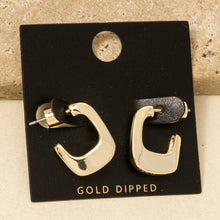 Gold Dipped Thick Squared Hoop Earrings - Gold