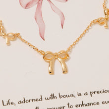 Gold Dipped Mini Ribbon Bow Station Charms Chain Necklace - Gold