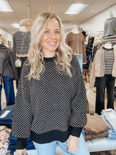 Astoria Mini Jacquard Crew Neck Knit Sweater - Black