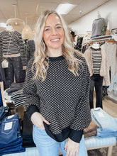 Astoria Mini Jacquard Crew Neck Knit Sweater - Black