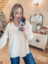 Ember V-Neck Slouch Sweater  - Cream