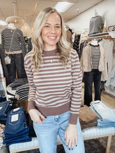 Classic Lines Striped Crew Neck Sweater - Brown