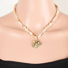 Pearl Studded Clam Shell Pendant Conch Beaded Necklace