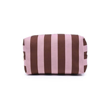 Essential Stripe Cosmetic & Travel Organizer Pouch: Pink Brown