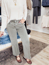 Mara Tummy Control Mid Rise Straight Raw Edge Denim - Burnt Olive