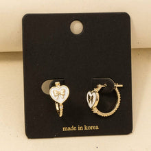 Gold Dipped Enamel Ribbon Bow Heart Hoop Earrings: WH