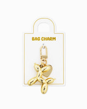 Balloon Dog Heart Bag Charm Keychain - Gold