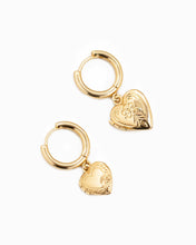 Intricate Western Detail Heart Locket Drop Earrings - Gold
