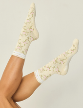 The Floral Grip Sock: Blue Roses - Lagree & Pilates