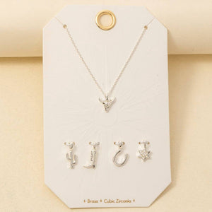 Western Bull Head Swappable Pendant Necklace - Gold