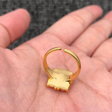 Vintage Oil Painting Style Flower 18K Gold Plated Ring