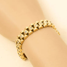 Stainless Steel Studded Watch Chain Bracelet - Gold