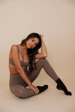 Espresso Dark Brown Neutral Pilates Grip Socks - Daily Grind