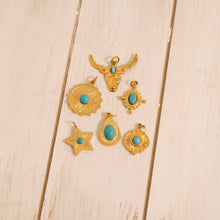 18K Gold PVD Stainless Steel Turquoise Tear Drop Charm Bar - Stainless Steel Silver