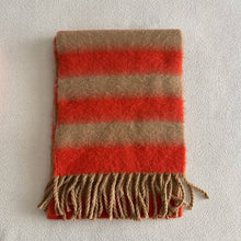 Blue-Brown Stripe Scarf - Thick Winter Wrap