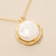 Gold Dipped Pearl Coin Pendant Necklace - Gold