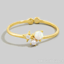 18K Gold Dipped Opal Pearl Star Cluster Ring - Gold
