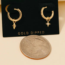 Gold Dipped Cz Star Charm Hoop Earrings: GOLD