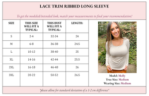 FINAL SALE Payton Peekaboo-Lace Long Sleeve Ribbed Henley - Pastel Purple