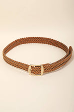 Faux Leather Braided Belt - Brown
