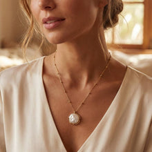 Gold Dipped Pearl Coin Pendant Necklace - Gold