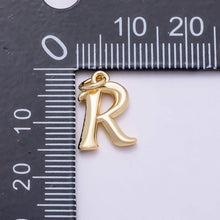 16K Gold Filled 14mm Minimalist Molten Alphabet Initial Letter Charm Bar | Charms-00908 ~ Charms-00933: Letters Set