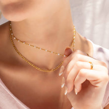 18K Gold PVD Stainless Steel White Confetti Chain Necklace: Stainless / 18+2"