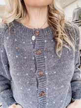 Honeyheart Multi Color Heart Pattern Cardigan Sweater - Navy