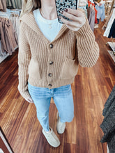 Knit Long Sleeve Button Down Thick Sweater Cardigan With Pockets - Camel
