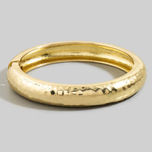 Hammered Dome Hinged Bangle Bracelet - Silver