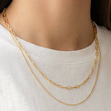 Double Layered Chain Necklace - Gold