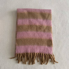 Blue-Brown Stripe Scarf - Thick Winter Wrap