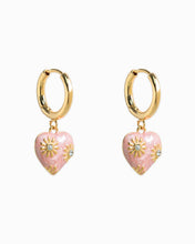 Romantic Daisy Flower Heart Earrings - Pink