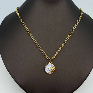 Sun Moon Round Stainless Steel Pendant Necklace