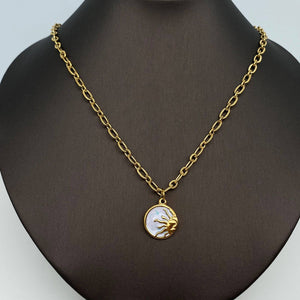 Moon Round Stainless Steel Pendant Necklace