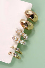 Trio Pearl Diamond Cut Huggie Hoop Earrings Set