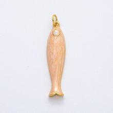 18K Gold Filled 38mm Blue, Champagne Enamel Fish Sardine Charm | AF1309: Dark Blue