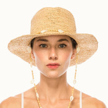 Raffia Straw Crochet Sun Hat with Shell Chin Cord