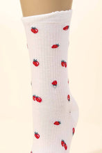 White Strawberry Print Socks