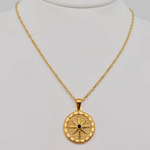 18K Gold Plated Round Star Pendant Necklace