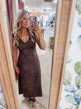 Cocoa Garden V-Neck Sleeveless Midi A-Line Dress - Brown