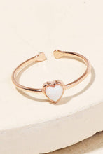 Gold Dipped Opal Heart Adjustable Ring - Gold